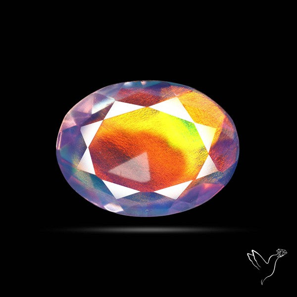 Faceted Aurora Opal and Quartz Triplet