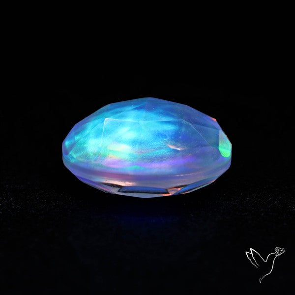 Faceted Aurora Opal and Quartz Triplet