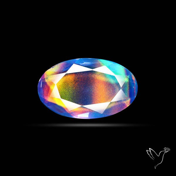 Faceted Aurora Opal and Quartz Triplet