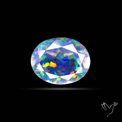 Faceted Aurora Opal and Quartz Triplet