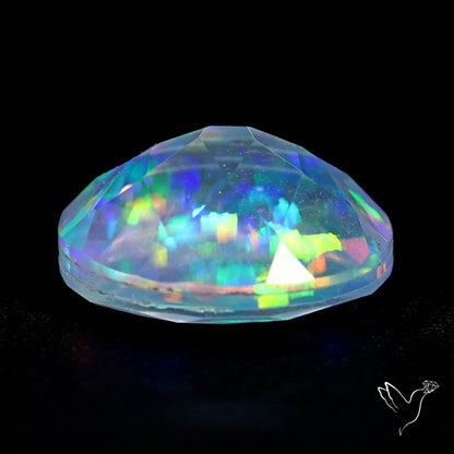 Faceted Aurora Opal and Quartz Triplet