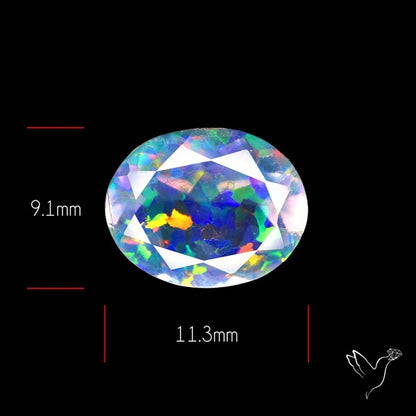 Faceted Aurora Opal and Quartz Triplet