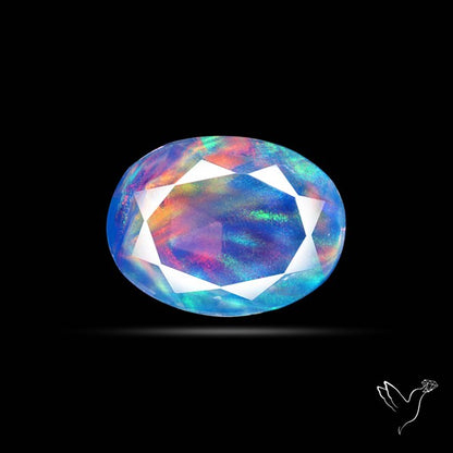 Faceted Aurora Opal and Quartz Triplet