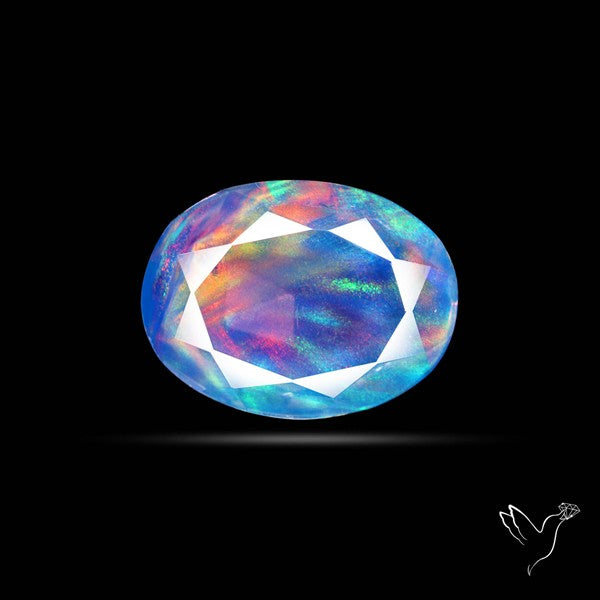 Faceted Aurora Opal and Quartz Triplet