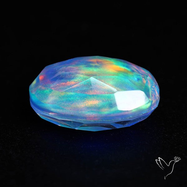Faceted Aurora Opal and Quartz Triplet