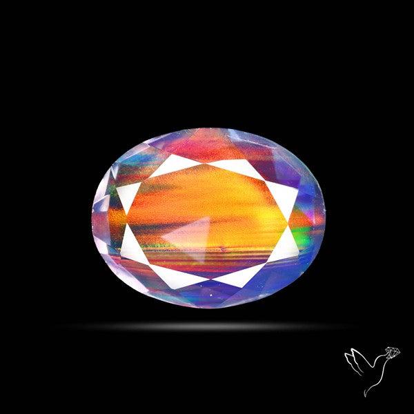 Faceted Aurora Opal and Quartz Triplet
