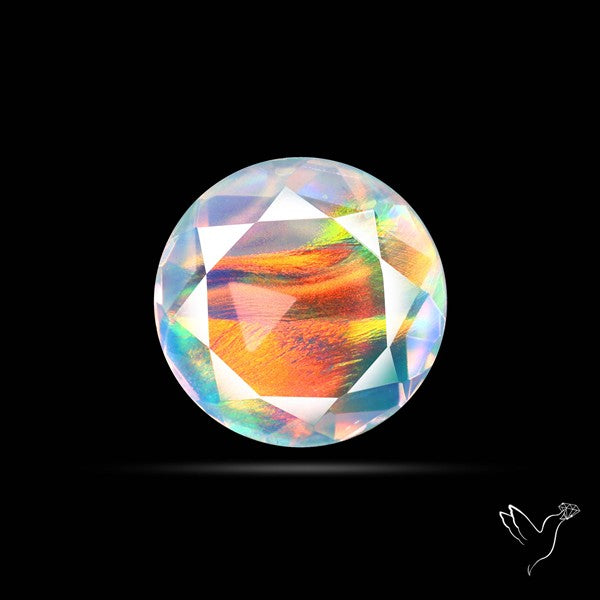 Faceted Aurora Opal and Quartz Triplet