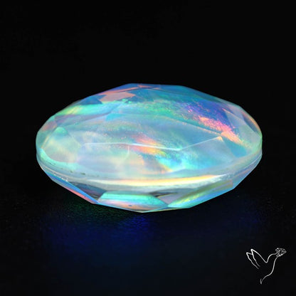 Faceted Aurora Opal and Quartz Triplet