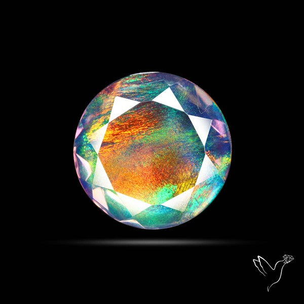 Faceted Aurora Opal and Quartz Triplet
