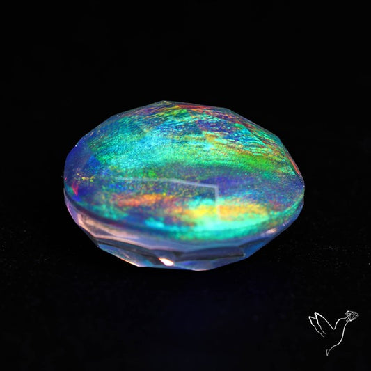Faceted Aurora Opal and Quartz Triplet