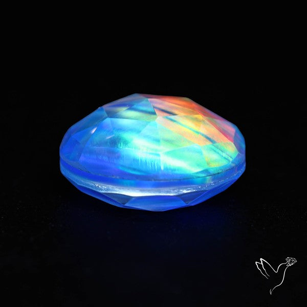 Faceted Aurora Opal and Quartz Triplet