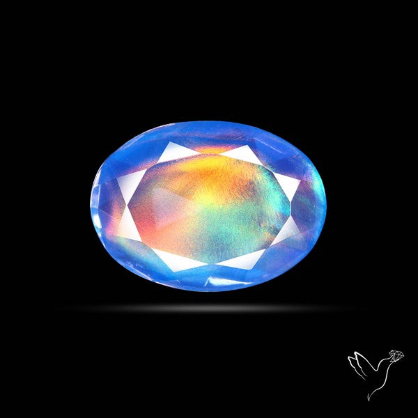 Faceted Aurora Opal and Quartz Triplet