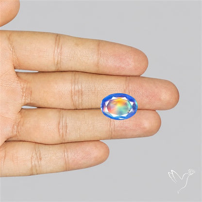 Faceted Aurora Opal and Quartz Triplet