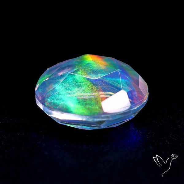 Faceted Aurora Opal and Quartz Triplet