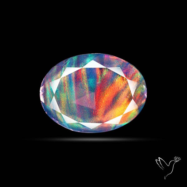 Faceted Aurora Opal and Quartz Triplet