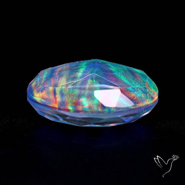 Faceted Aurora Opal and Quartz Triplet