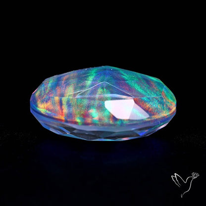 Faceted Aurora Opal and Quartz Triplet