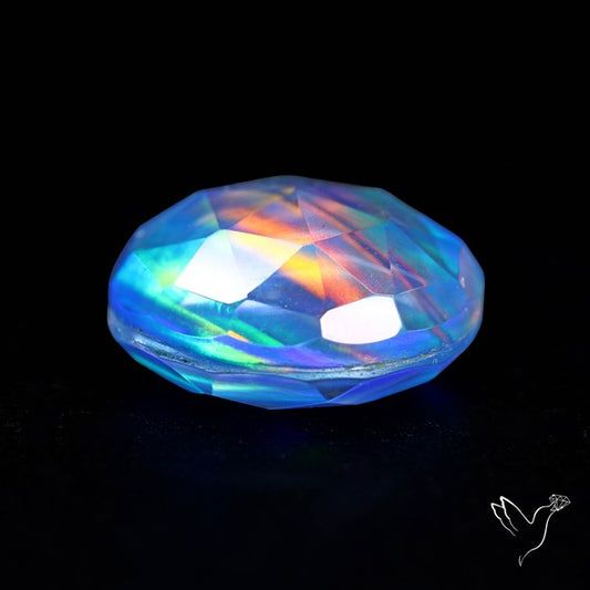Faceted Aurora Opal and Quartz Triplet