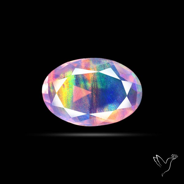Faceted Aurora Opal and Quartz Triplet