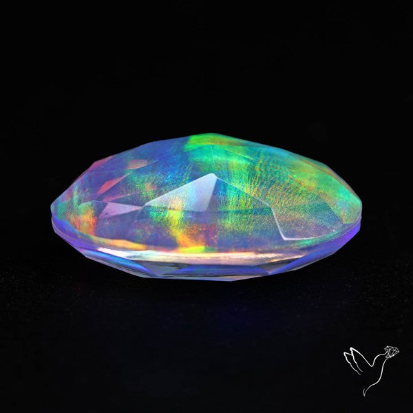 Faceted Aurora Opal and Quartz Triplet