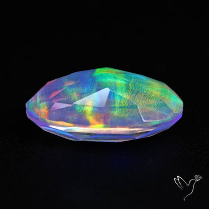 Faceted Aurora Opal and Quartz Triplet