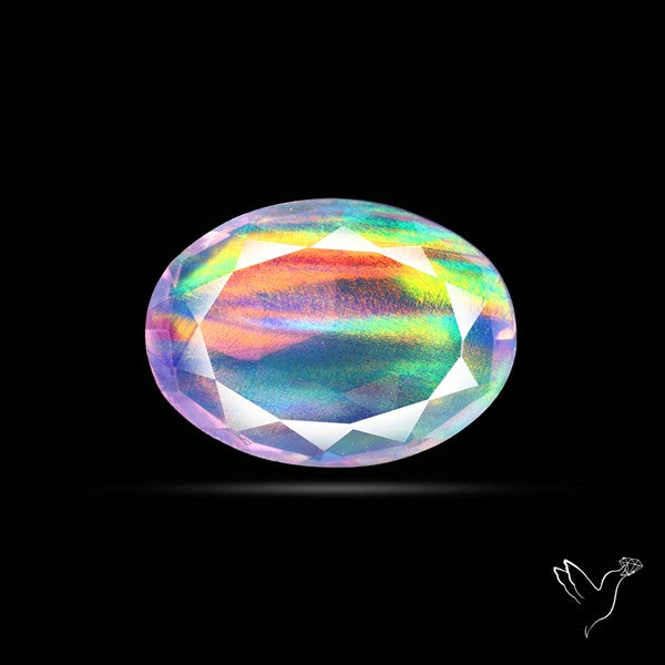 Faceted Aurora Opal and Quartz Triplet