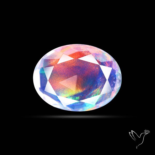 Faceted Aurora Opal and Quartz Triplet