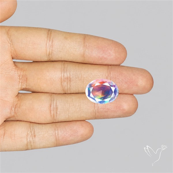 Faceted Aurora Opal and Quartz Triplet