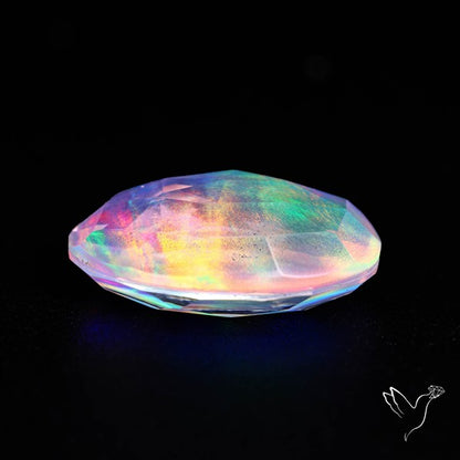 Faceted Aurora Opal and Quartz Triplet