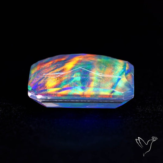 Faceted Aurora Opal and Quartz Triplet