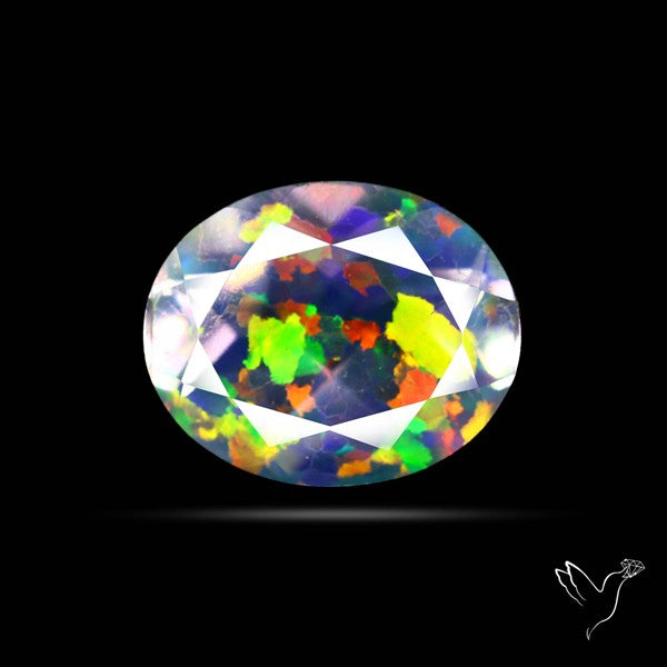 Faceted Aurora Opal and Quartz Triplet
