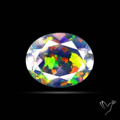 Faceted Aurora Opal and Quartz Triplet