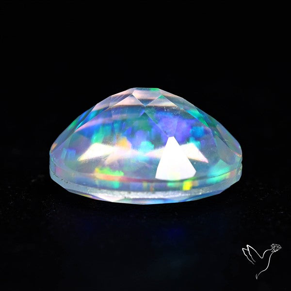 Faceted Aurora Opal and Quartz Triplet