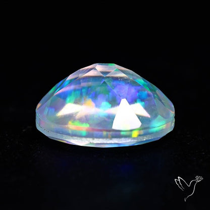 Faceted Aurora Opal and Quartz Triplet