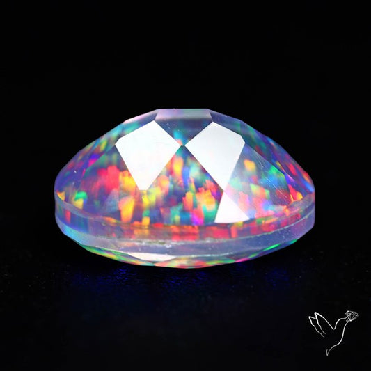 Faceted Aurora Opal and Quartz Triplet