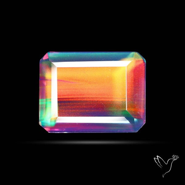 Faceted Aurora Opal and Quartz Triplet