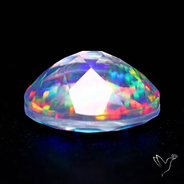 Faceted Aurora Opal and Quartz Triplet