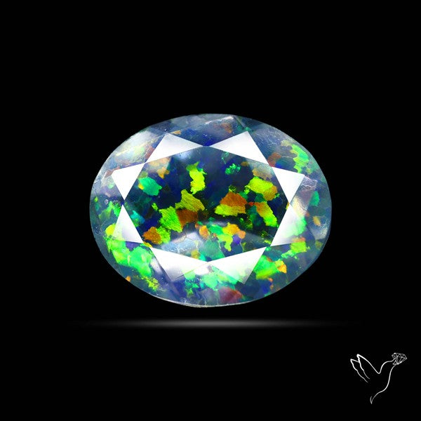Faceted Aurora Opal and Quartz Triplet