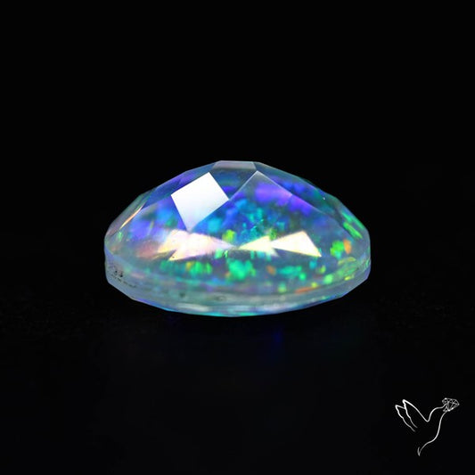 Faceted Aurora Opal and Quartz Triplet