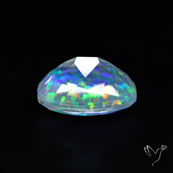 Faceted Aurora Opal and Quartz Triplet