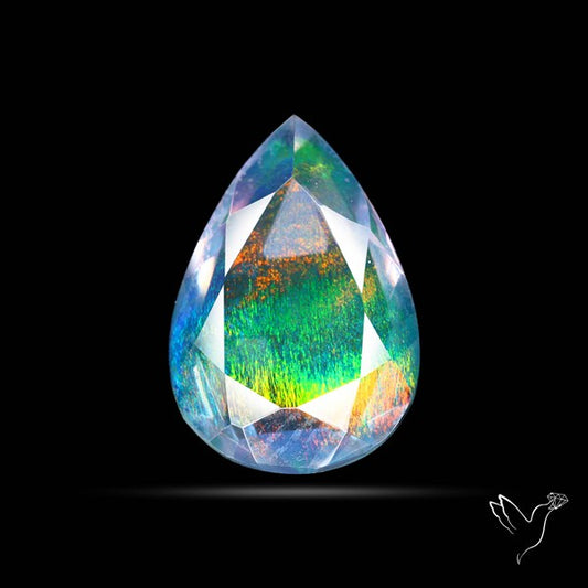 Faceted Aurora Opal and Quartz Triplet
