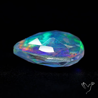 Faceted Aurora Opal and Quartz Triplet