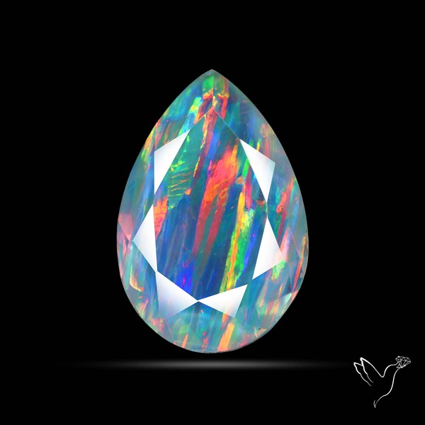 Faceted Aurora Opal and Quartz Triplet