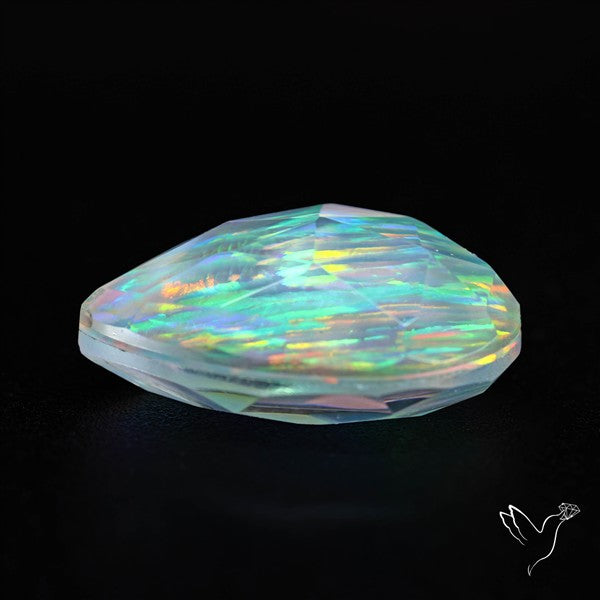 Faceted Aurora Opal and Quartz Triplet