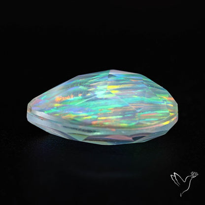 Faceted Aurora Opal and Quartz Triplet