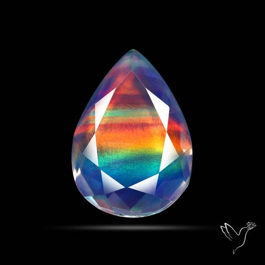 Faceted Aurora Opal and Quartz Triplet