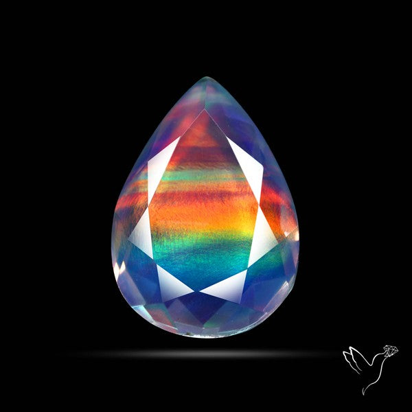 Faceted Aurora Opal and Quartz Triplet
