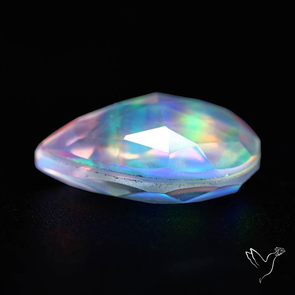 Faceted Aurora Opal and Quartz Triplet