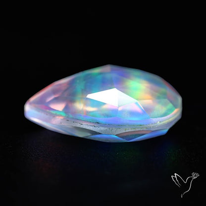 Faceted Aurora Opal and Quartz Triplet