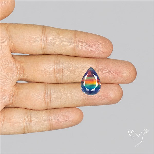 Faceted Aurora Opal and Quartz Triplet